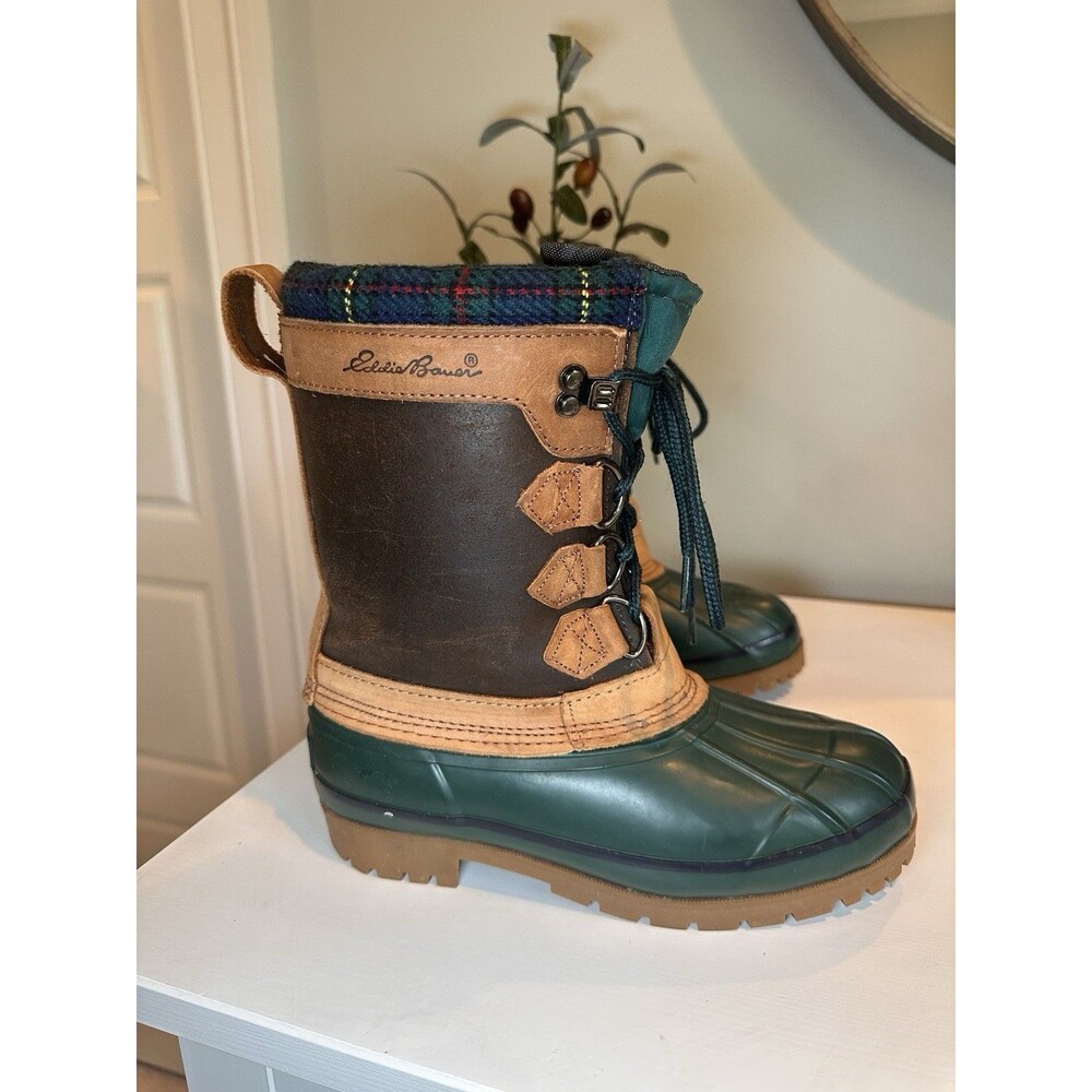 VTG Eddie Bauer Green Duck Boots Made In Korea Gorpcore 100% Wool Women’s Size 6